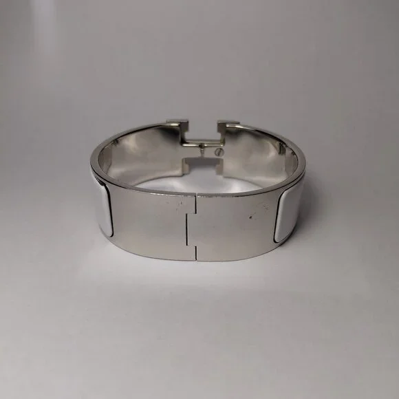 Hermes Clic Clac H Bracelet Blanc Silver White Enamel Bangle Size Small PM - Picture 8 of 16
